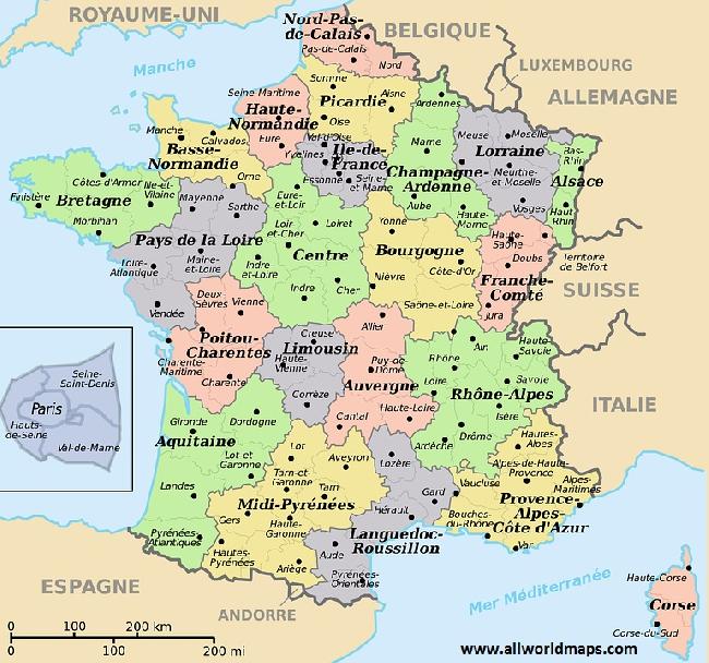 Map Of France To Print Free